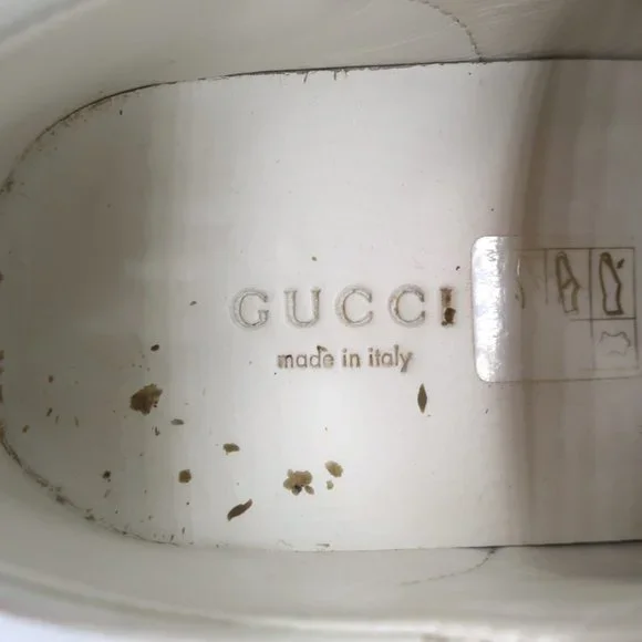 GUCCI ACE BEES & STARS EMBROIDERED SNEAKERS WHITE LEATHER SIZE 35.5 (Runs Large) - Picture 10 of 12